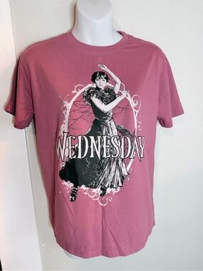Wednesday Nevermore Academy pink Tshirt Large